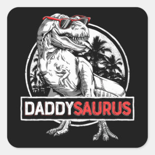 Daddysaurus Funny Pappa Saurus T rex Dinosaur Papp Fyrkantigt Klistermärke