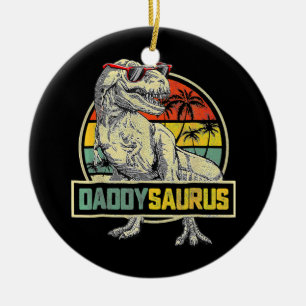 Daddysaurus Funny T Rex Dinosaur Pappa Vintage Julgransprydnad Keramik