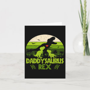Daddysaurus Rex 2 Barn Solnedgång Dinosaurie För P Kort