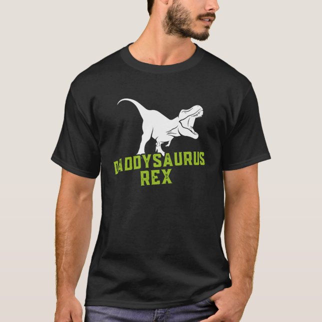 Daddysaurus Rex 2 Kids Sunset för Fars dag T Shirt (Framsida)