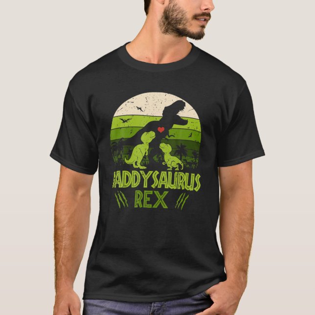 Daddysaurus Rex 2 Kids Sunset Tshirt for Far D T Shirt (Framsida)