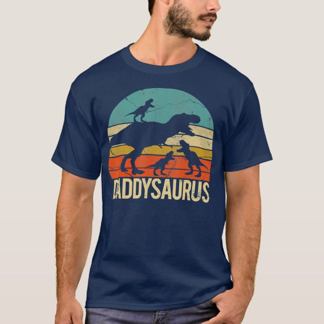 Daddysaurus rex 3 killars pappa dinosaur t shirt (Framsida)