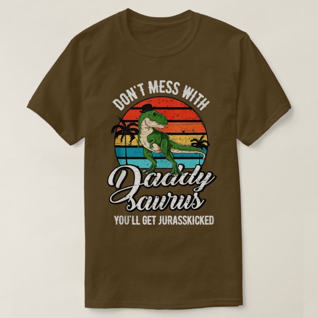 Daddysaurus Rex Dinosaur pappa Rex Fars dag Din T Shirt (Design framsida)