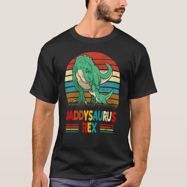 Daddysaurus Rex Dinosaur Pappa saurus Family Match T Shirt (Framsida)