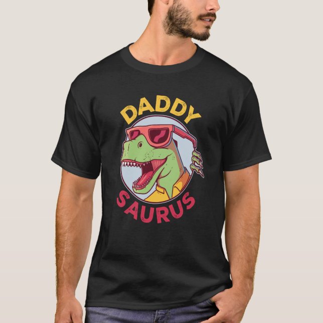 Daddysaurus Rex Dinosaur pappa Saurus Family Match T Shirt (Framsida)