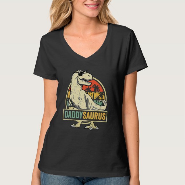 Daddysaurus Rex Dinosaur pappa Saurus Family Match T Shirt (Framsida)