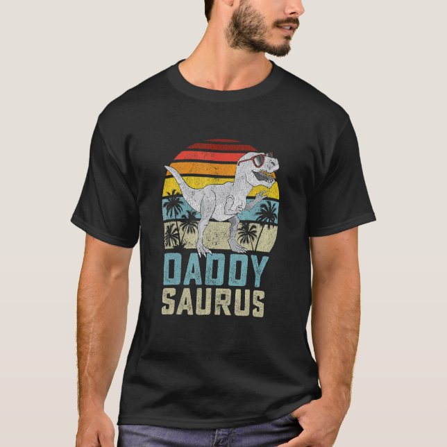 Daddysaurus Rex Dinosaur pappa Saurus Family Match T Shirt (Framsida)
