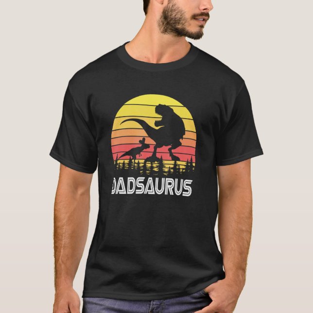 Daddysaurus Rex Dinosaur pappa Saurus Family Match T Shirt (Framsida)