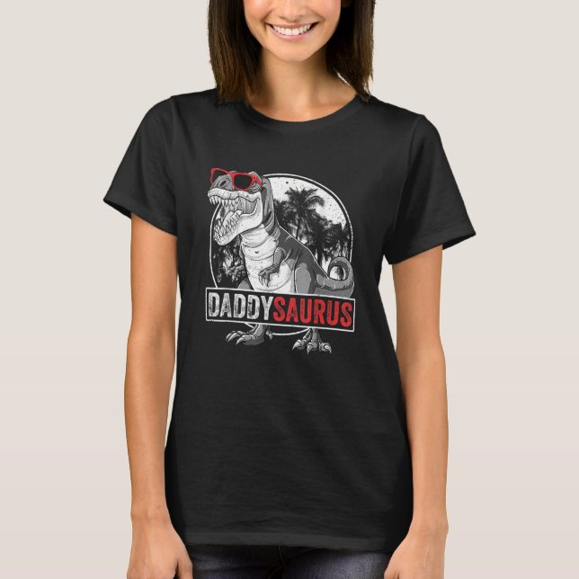 Daddysaurus Rex Dinosaur pappa Saurus Family Match T Shirt (Framsida)
