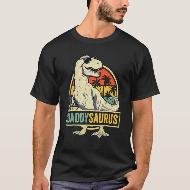 Daddysaurus Rex Dinosaur pappa Saurus Family Match T Shirt (Framsida)