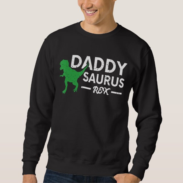 Daddysaurus Rex Dinosaur pappa Saurus Fars dag Lång Ärmad Tröja (Framsida)