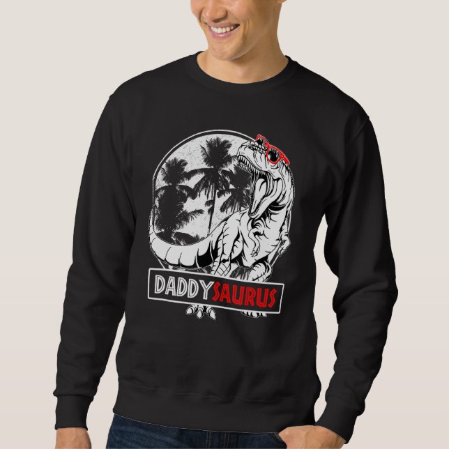 Daddysaurus Rex Dinosaur pappa Saurus Fars dag Lång Ärmad Tröja (Framsida)