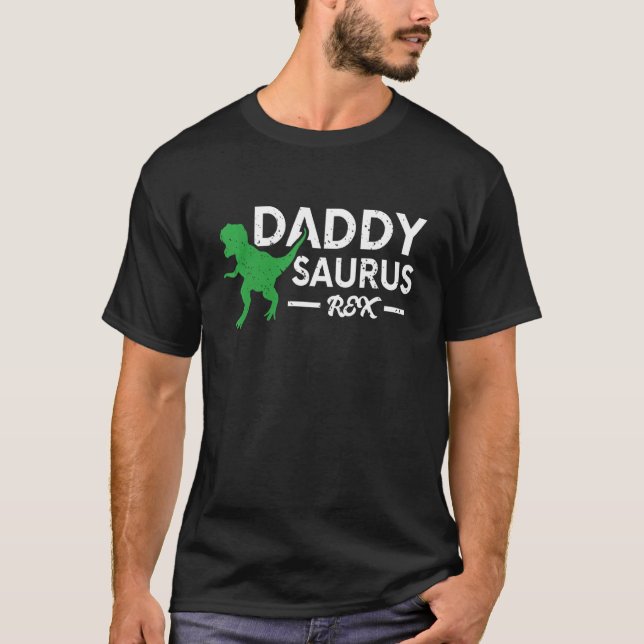 Daddysaurus Rex Dinosaur pappa Saurus Fars dag T Shirt (Framsida)