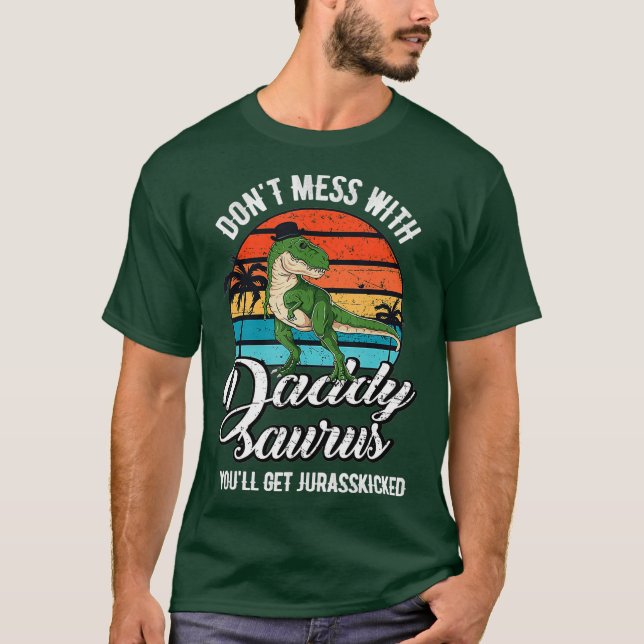 Daddysaurus Rex Dinosaur Pappa T-Rex Fars dag T Shirt (Framsida)