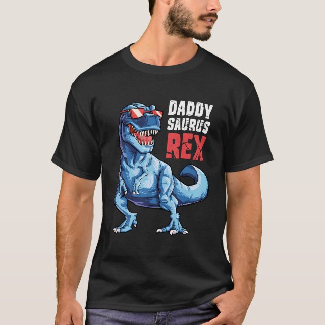 Daddysaurus T Rex Dinosaur Gift pappa Saurus Famil Shirt (Framsida)