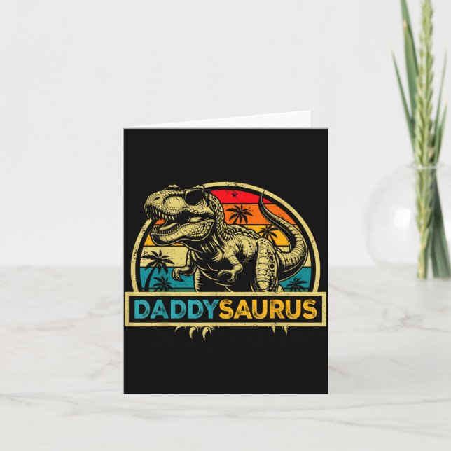 Daddysaurus T Rex Dinosaur Pappa Saurus Familj Mat Kort (Framsida)