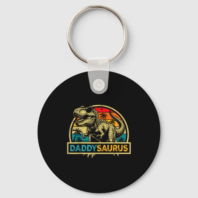 Daddysaurus T Rex Dinosaur Pappa Saurus Familj Mat Nyckelring (Framsida)