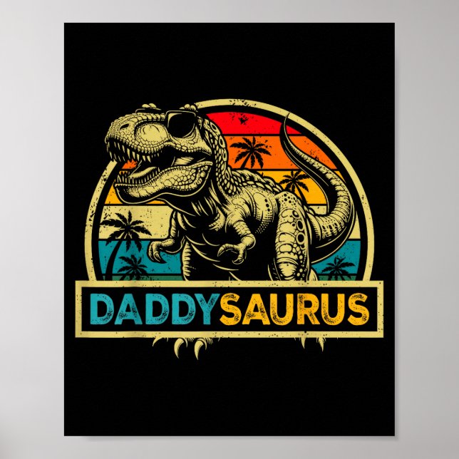 Daddysaurus T Rex Dinosaur Pappa Saurus Familj Mat Poster (Framsidan)