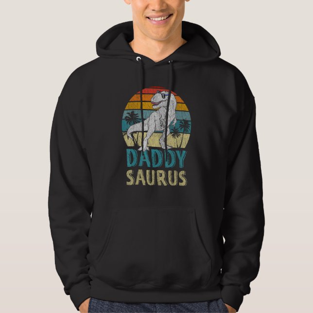 Daddysaurus T Rex Dinosaur pappa Saurus Family Mat Hoodie (Framsida)