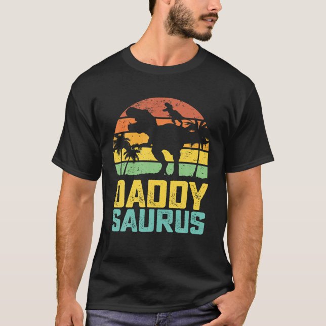 Daddysaurus T Rex Dinosaur pappa Saurus Family Mat Shirt (Framsida)
