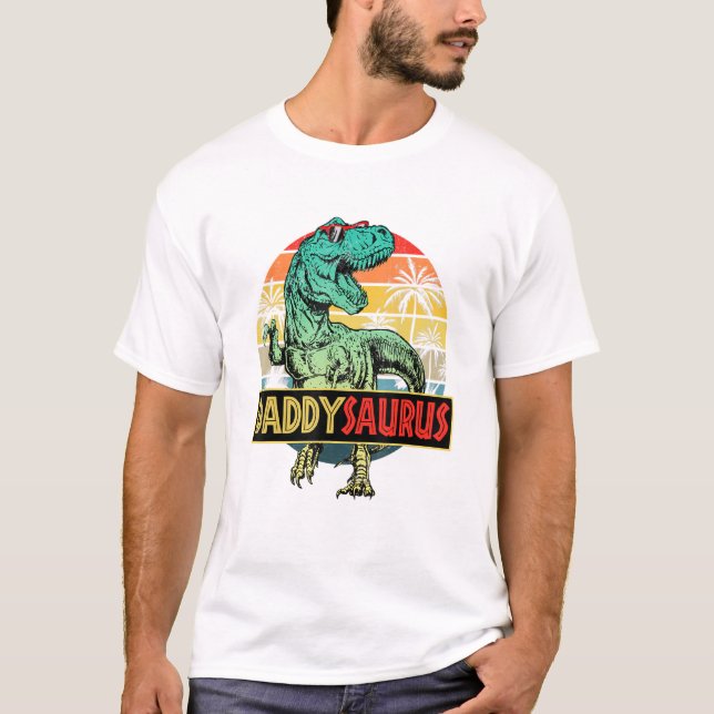 Daddysaurus T Rex Dinosaur pappa Saurus Family Mat Shirt (Framsida)