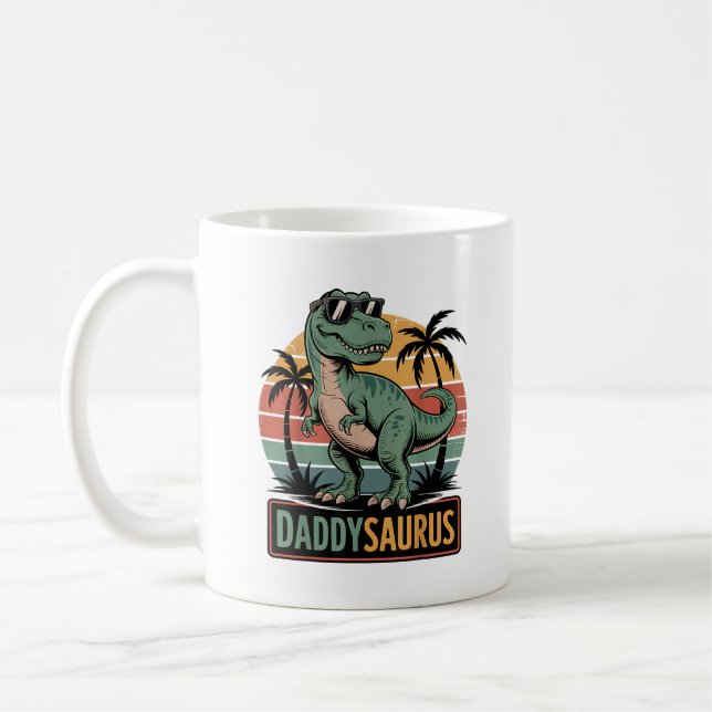Daddysaurus T Rex Dinosaur Pappa Saurus Kaffemugg (Vänster)