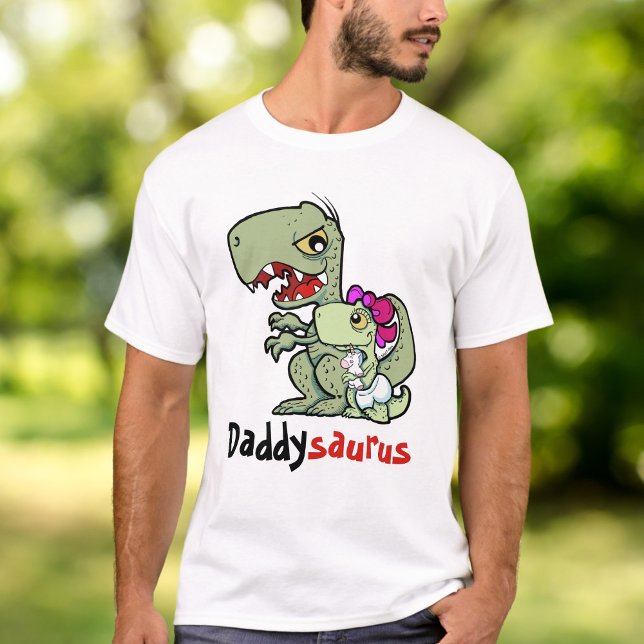 Daddysaurus T-Rex Flicka Pappor T Shirt (Daddysaurus T-Rex Baby Girl Father's T-Shirt)