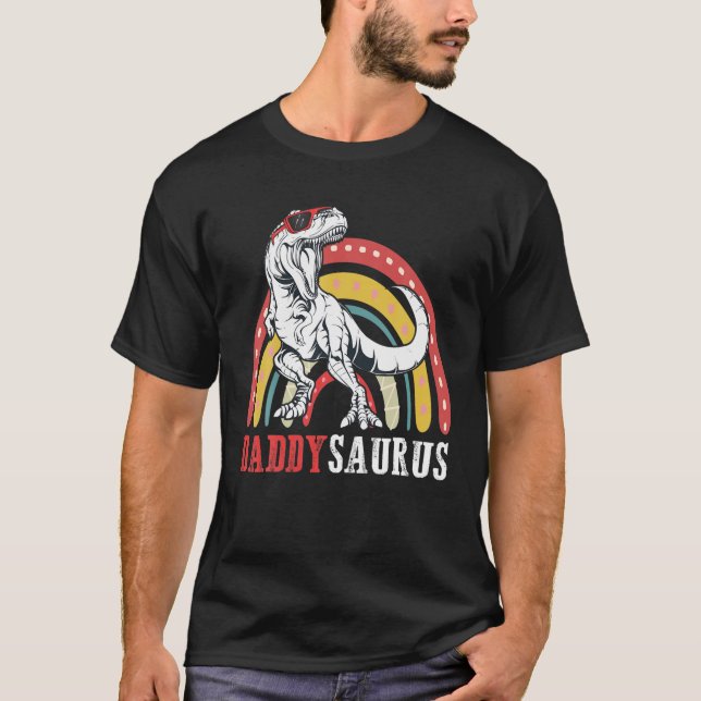Daddysaurus T Rex Funny Rainbow pappa Saurus Famil Shirt (Framsida)