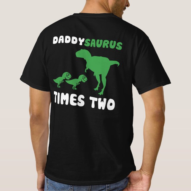 DADDYSAURUS TIMES TVÅ Twillingar Fars dag Dinosaur T Shirt (Baksida)