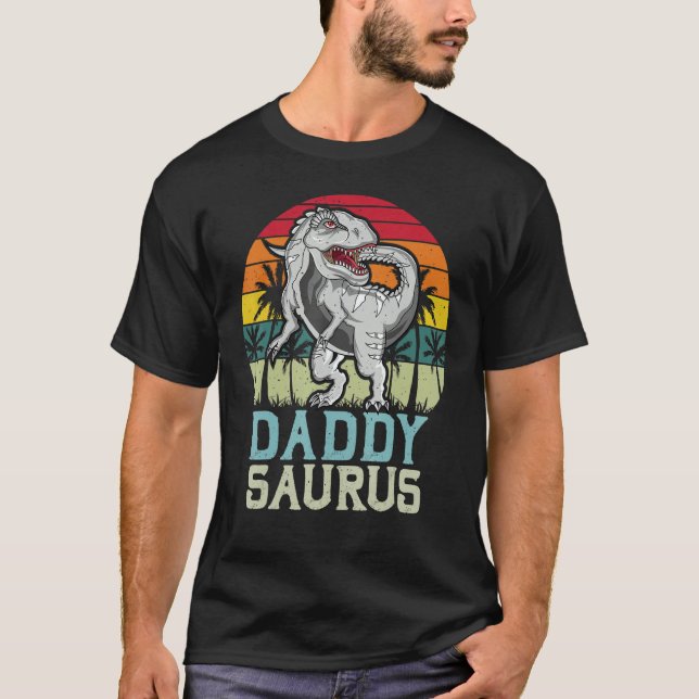 Daddysaurus Trex Dino-familjen Matching Trex Birth T Shirt (Framsida)