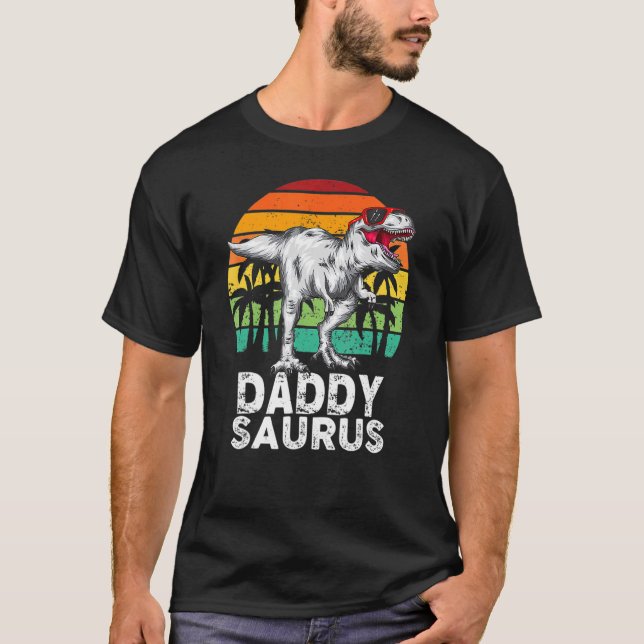 Daddysaurus Trex Dinosaur Pappa Saurus Pappor Da T Shirt (Framsida)