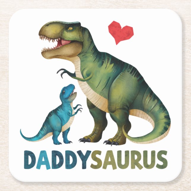 Daddysaurus Underlägg Papper Kvadrat (Framsidan)