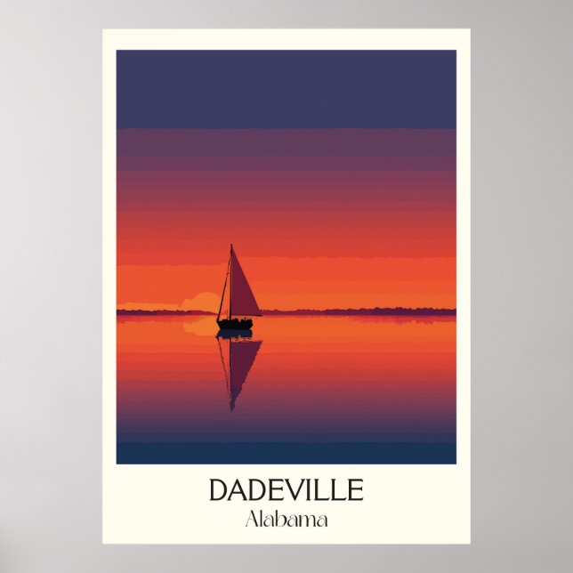 Dadeville Alabama sjösolnedgångssegling Poster (Framsidan)