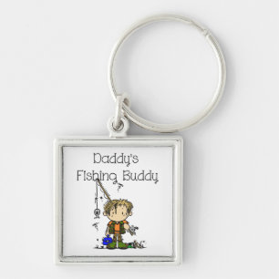 DADFISHINGBUDDY.png Fyrkantig Silverfärgad Nyckelring