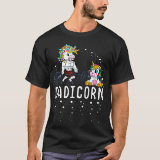 Dadicorn Unicorn Pappa Fitness Gym Weightlift Bir T Shirt