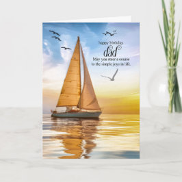 Dad's Birthday Nautical Sailboat Theme Seagulls Kort