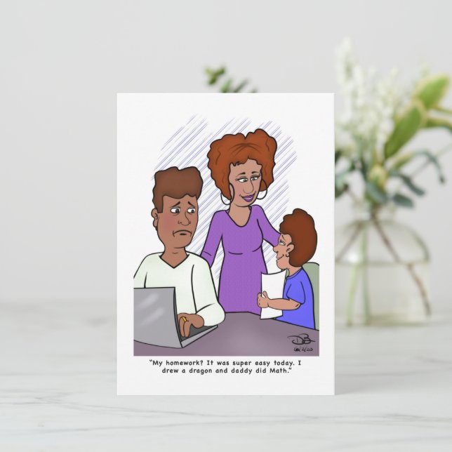 Dad's Doing Son's Homework Flat Card (Stående Fram)