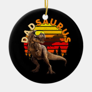 DADSAURUS Jurassic T Rex Pappa Retro Vintage World Julgransprydnad Keramik