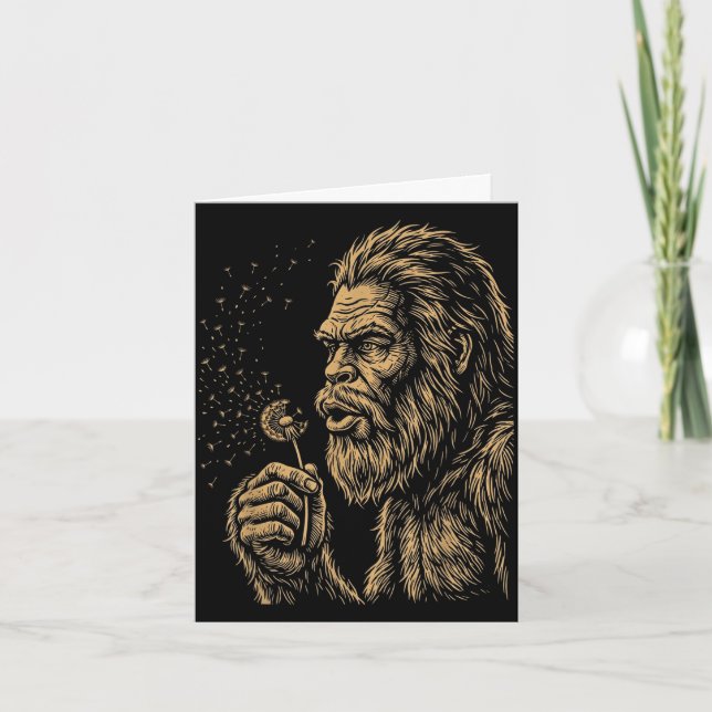 Dadsquatch bigfoot blåser maskros vintage kort (Framsida)