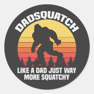 Dadsquatch som en Far-dag i Pappa-funna torget Runt Klistermärke