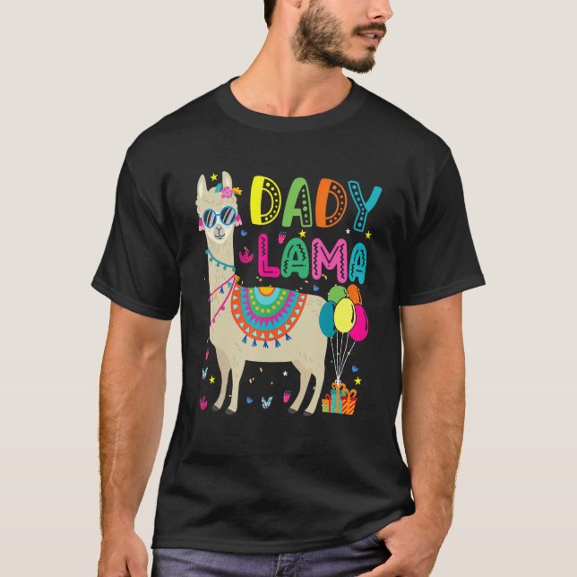 Dady Llama Birthday Balloons sunglasses Llama Pet T Shirt (Framsida)