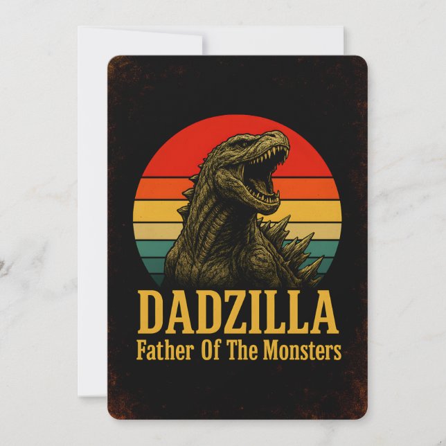 Dadzilla Pappa till monstren Fars dag Inbjudningar (Framsida)