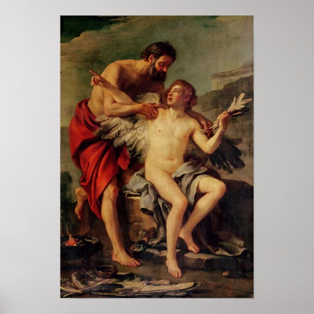 Daedalus Attaching Icarus' Vingar, c.1754 Poster (Framsidan)
