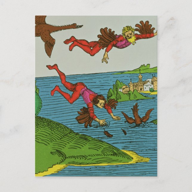 Daedalus och Icarus, 1500-talet Vykort (Framsida)