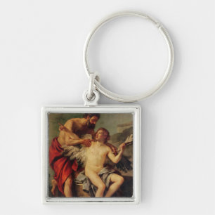 Daedalus som fäster Icaruss vingar, c.1754 Fyrkantig Silverfärgad Nyckelring