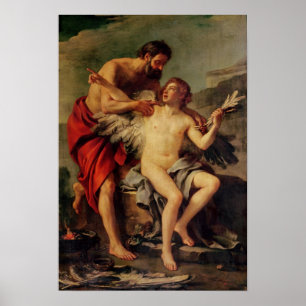 Daedalus som fäster Icaruss vingar, c.1754 Poster