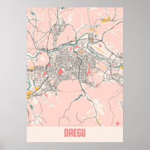 Daegu - Sydkoreanska kalkstaden Karta Poster