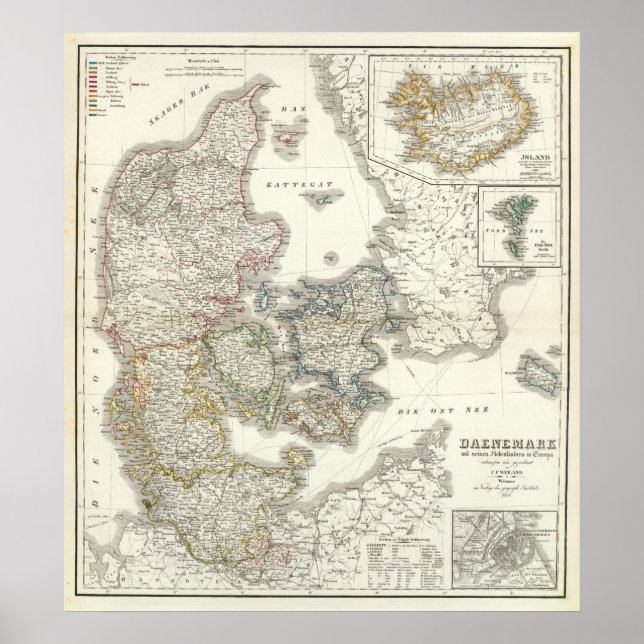 Daenemark, Island, Danmark, Island Poster (Framsidan)