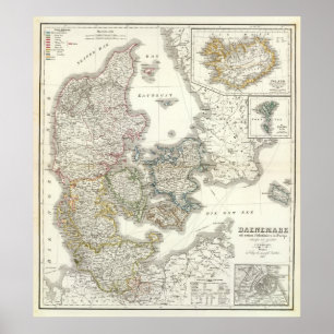 Daenemark ö - Danmark, island Poster