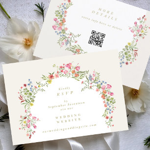 Daety Blommigt Arch webbplats QR CODE bröllop OSA Inbjudningar